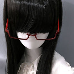 Wine Red/Black Cyberpunk Half-Frame Glasses