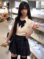 White Preppy Style JK Uniform Short Sleeves Shirt