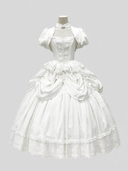 White Short Puff Sleeves Cropped Top