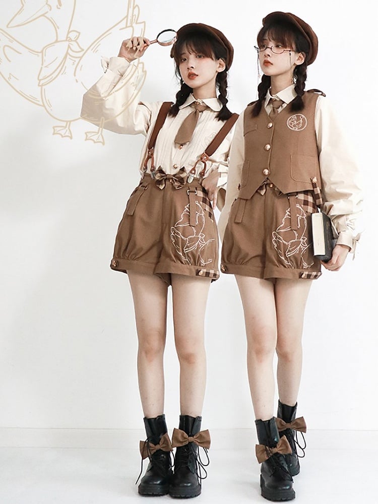 Detective Goose Ouji Fashion Overall Shorts / Waistcoat / Shirt Full Set