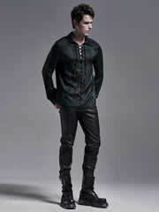 Green Men's Gothic Jacquard Shirt