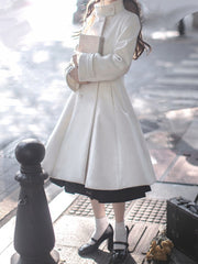 White Elegant Double-breasted Swing Coat