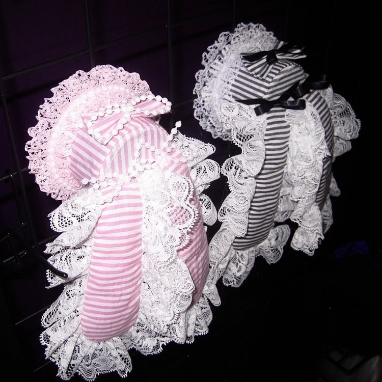 Two-colored Striped Rabbit Ear Punk Lolita Headpiece