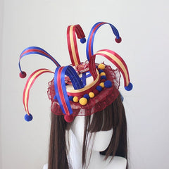 Blue And Red Circus Sweet Lolita Clown Mini Hat