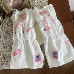 White Y 2 K Letter Patch Decorated Leg Warmerswith Straps