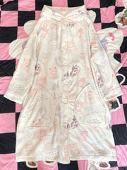 White Cute Kitty Hooded Nightgown/Pajama Pants