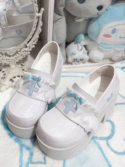 Tenshi Kaiwai Light Blue Yami Kawaii Cross Bowknot Platform Loafers