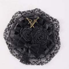Swords Decorated Gothic Black Rosettes Bowknot Lace Hairclip