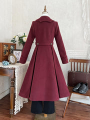 White Ouji Lolita Long Sleeves Shirt + Black High Waist Pants + Cross Charms Red Bat Wings Collar Coat