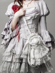 White Lamb Backpack / Crossbody Bag + Dress + Hat