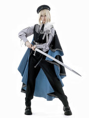 Black And Gray Prince Ouji Fashion Military Lolita Outfit-Long Sleeves Shirt + Black Waistcoat + High Waist Pants