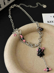 Y2K Black/Silver Devil Pendant Necklace