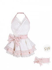 White Tiered Cami Dress with Lace Trim and Detachable Bow Sash