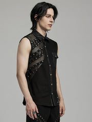 Men's Black Punk Asymmetric Sleeveless Shirt