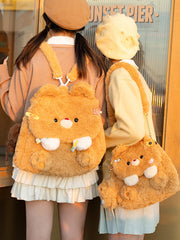 Yellow Bear Plush Flap Backpack Bag Middle/Large Size