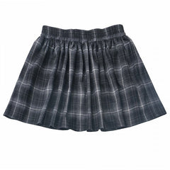 Dark Gray Plaid Elastic Waist Thigh-length Skirt