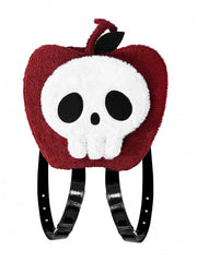 Red Apple White Skull Gothic Halloween Plush Backpack