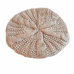 Khaki/Brown/Black Knitted Beret Hat