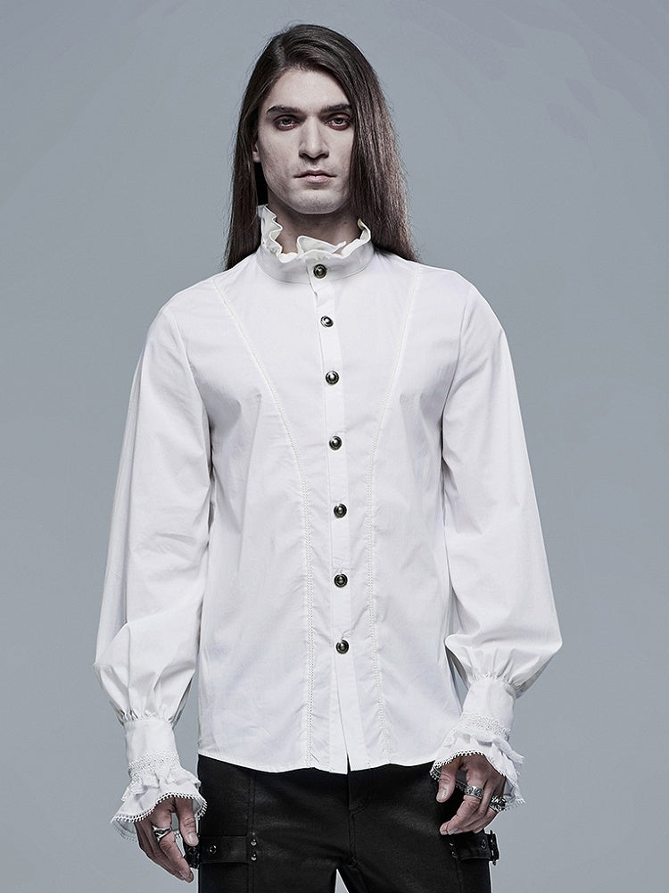 Men's White Goth Aristocratic Shirt