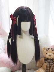 Black Hime Cut 60CM Long Straight Wig With Full Bangs