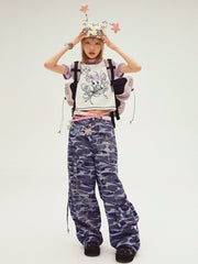 Yellow/Blue Star Print Knit Hat with Star Antennas