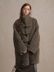 Timeless Dark Gray Fleece Coat with Toggle Closures