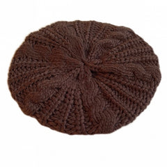 Khaki/Brown/Black Knitted Beret Hat