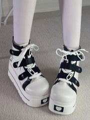 Yami Kawaii Black & White Round Toe Platform Sneakers