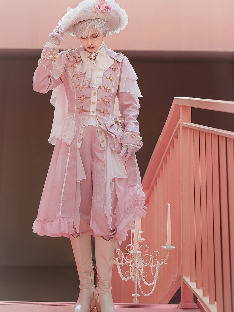 Ouji Fashion Sakura Pink Prince Style Cape Design Coat