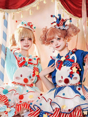 Dark Blue&Red / Green&Orange Pastel Clowncore Hat