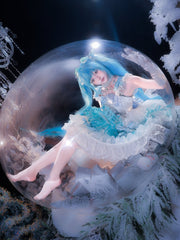 White & Blue Princess Lolita JSK Dress with Layered Ruffle Skirt and Bow Accents