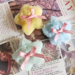 Yellow/Blue/Green Plush Star Bowknot Hairclip