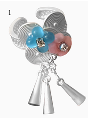 Y2K Rhinestone Decorated Floral Silver Ring