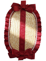 Sweet Lolita Red Bowknot Straw Bonnet With Leaf Strawberry Hairclip