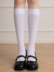 Milk White/White/Black Ribbed Trim JK Stockings
