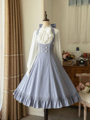 Historical Vibes Light Blue 1950s Halter Neck Underbust Dress
