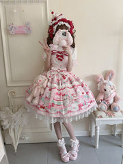 Cherry and Cakes Print Pink Sweet Lolita Dress