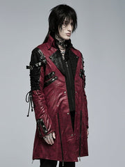 Red Men's Punk Hot Glue Long Sleeved Personalized Windbreaker