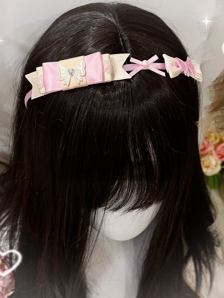 Yellow&Pink/Pink&Green Beaded Decorated Bowknot Details KC