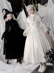 White Under Bust Boned Waist Gothic Shiro Lolita Dress