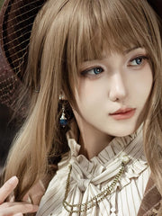 Steampunk Silver Ear Clips With Dark Blue Bead Charms