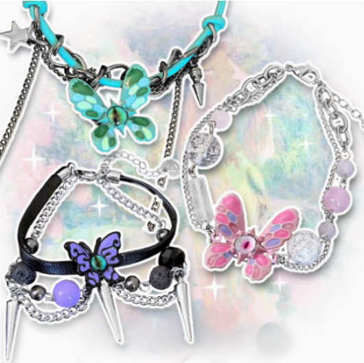 Y2K Cat Eye Design Butterfly Choker/Bracelet
