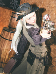 Steampunk Black Cowboy Hat With Bronze Gear Decorated