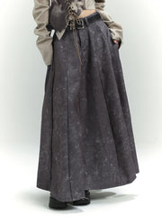 Wasteland Punk Gray Tie-Dye Distressed Ankle Length Skirt