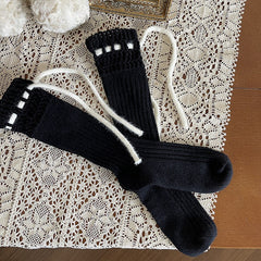 Ribbed Socks with Drawstring Cuffs