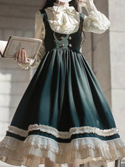 Beige Striped Blouse with Bishop Sleeves and Elastic Cuffs