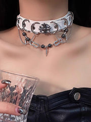 White Gothic Cross Decorations Choker