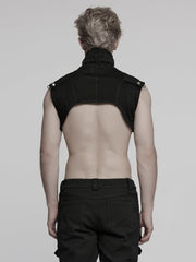 Black Men's Punk Denim Ultra Short Vest