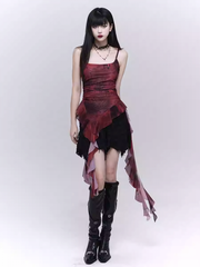 Red Asymmetrical Flounce Hem Glamorous Cami Top
