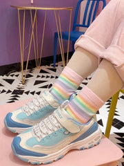 Pink/Red Rainbow Striped Pattern Cotton Socks